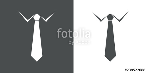 500x250 Icono Plano Corbata Con Cuello De Camisa En Gris Y Blanco Stock