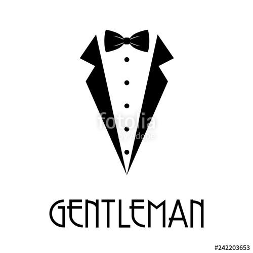 500x500 Logotipo Con Texto Gentleman Con Corbata De Lazo Y Solapas De