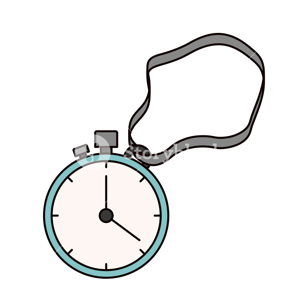 1000x1000 Color Sketch Silhouette Stopwatch With Timer And Cord Vector