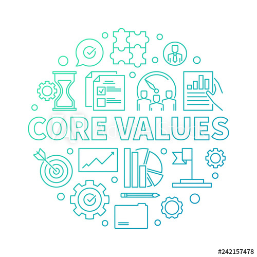 500x500 Core Values Vector Round Modern Outline Illustration On White