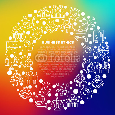 400x400 Business Ethics Concept In Circle With Thin Line Icons Union