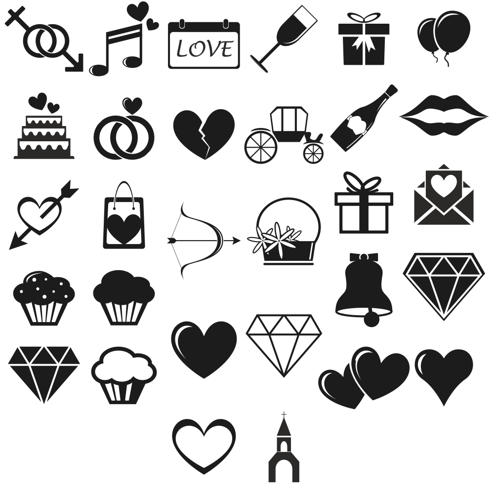 1000x1000 Love Icons Vector Set Free Coreldraw Vector