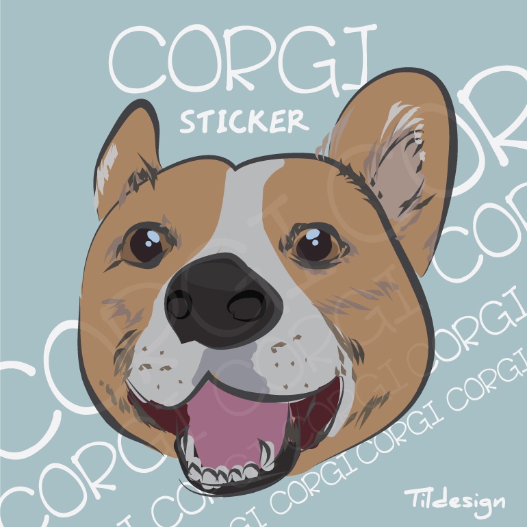 770x770 Big Corgi Vector Sticker