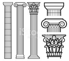 224x200 Decorative Doric, Ionic And Corinthian Classic Columns Stock