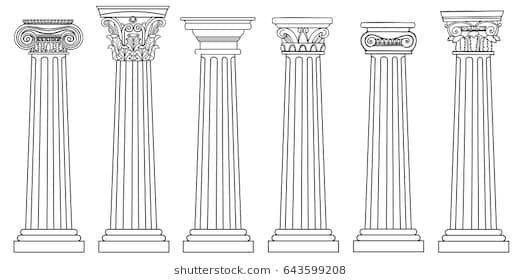 520x280 Stylized Greek Columns Doric Ionic Corinthian Columns Vector