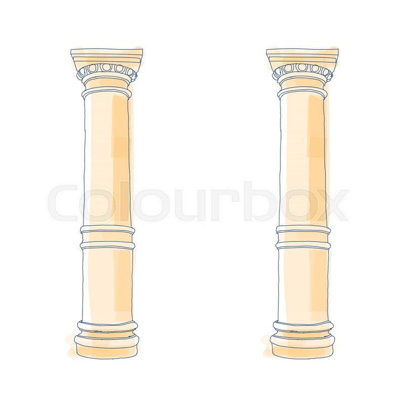 800x800 Stylized Greek Doodle Column Doric Stock Vector Colourbox