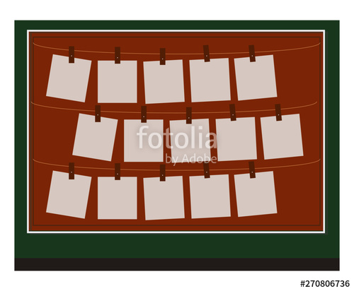 500x412 Hanging Polaroids On Blackboard Cork Board Vector Stock Image