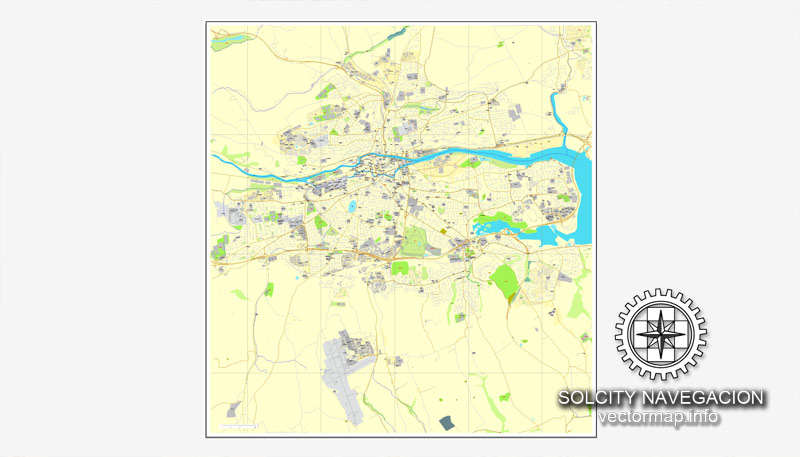 800x457 Cork, Ireland Printable Vector Street City Plan Map, Full Editable