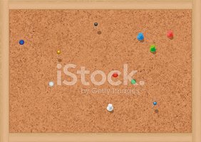 282x200 Vector Illustration Of A Blank Cork Notice Board With Thumbtacks