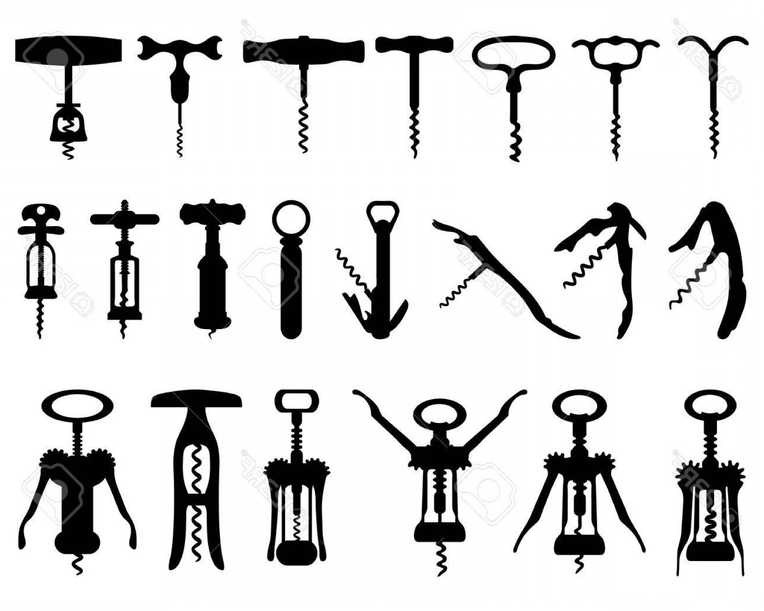 1560x1248 Photostock Vector Black Silhouette Of Corkscrew Vector