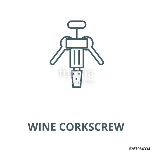 500x500 Wine Corkscrew Vector Line Icon, Outline Concept, Linear Sign