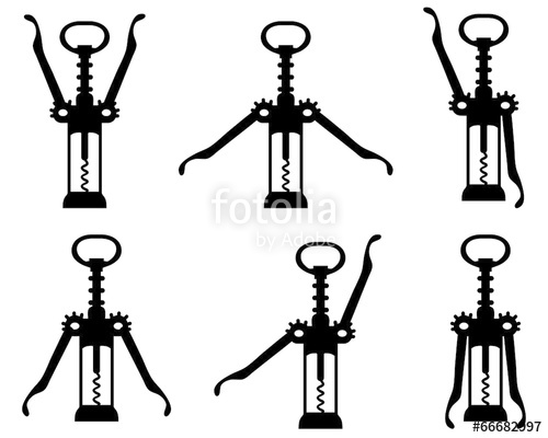 500x400 Black Silhouettes Of Corkscrew Vector Stock Image And Royalty
