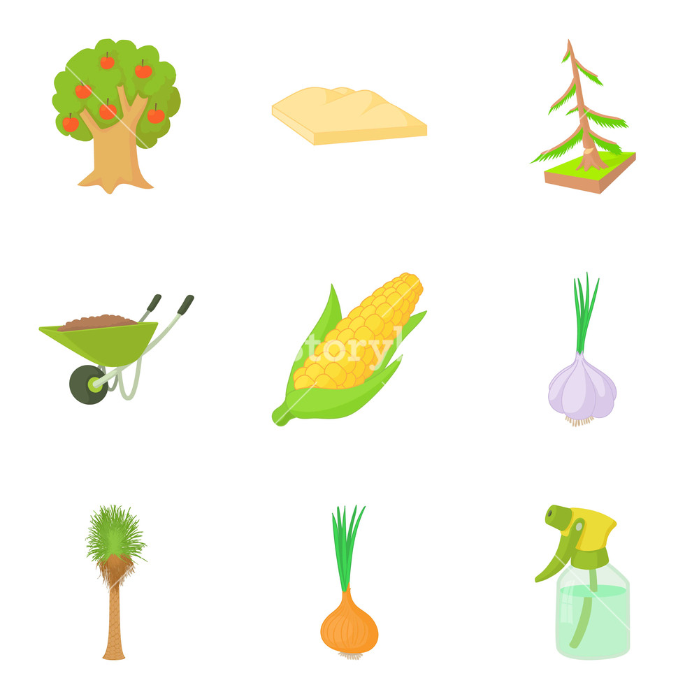 1000x1000 Corn Field Icons Set Cartoon Set Of Corn Field Vector Icons