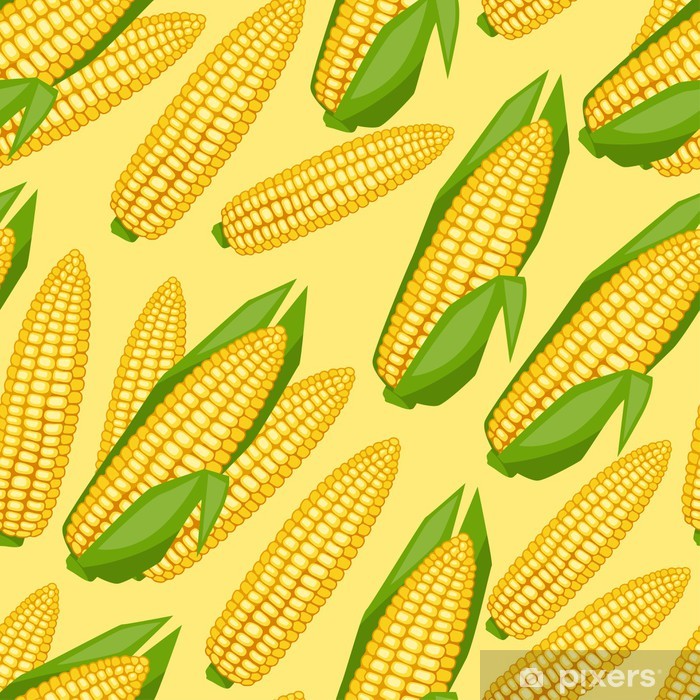 700x700 Seamless Vector Pattern With Fresh Ripe Corn Cobs Wall Mural