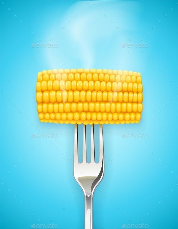 590x759 Corn Cob On Fork Vector Illustration Food Vectors Corn