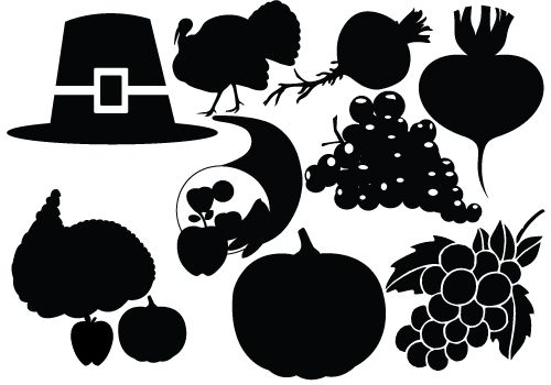 500x350 Cornucopia Silhouette Corn Gobble Vector Thanks Giving