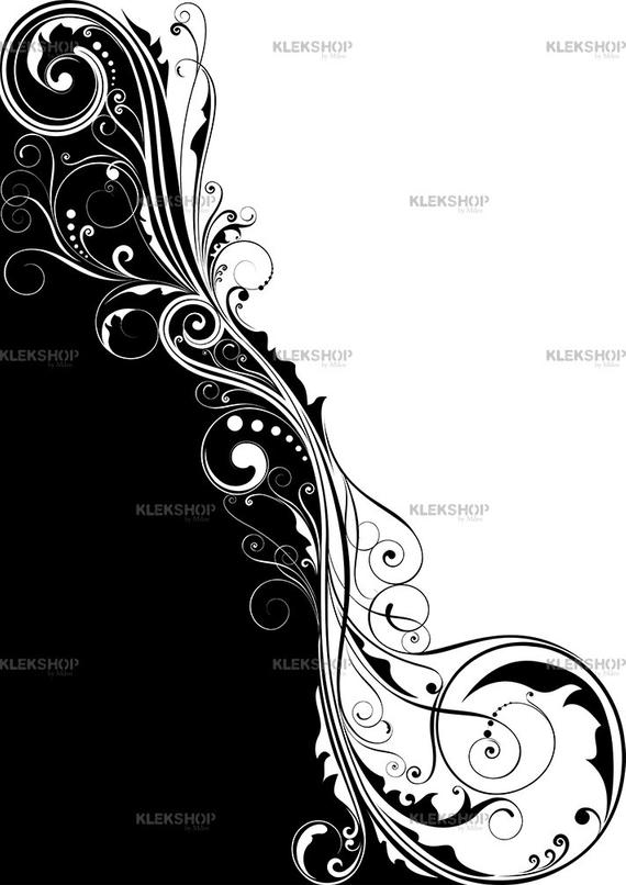 Ornamental Black Floral Corner Designwall Decor Swirl Etsy 570x806 Ornamental Black Floral Corner Designwall Decor Swirl Etsy