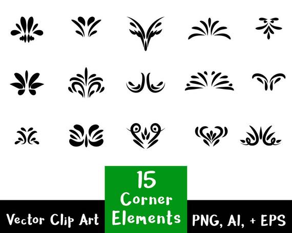 570x456 Flourish Clipart Decorative Corner Elements Text Divider Etsy