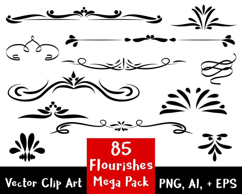 794x635 Flourish Clipart Flourishes Mega Pack Digital Dividers Etsy