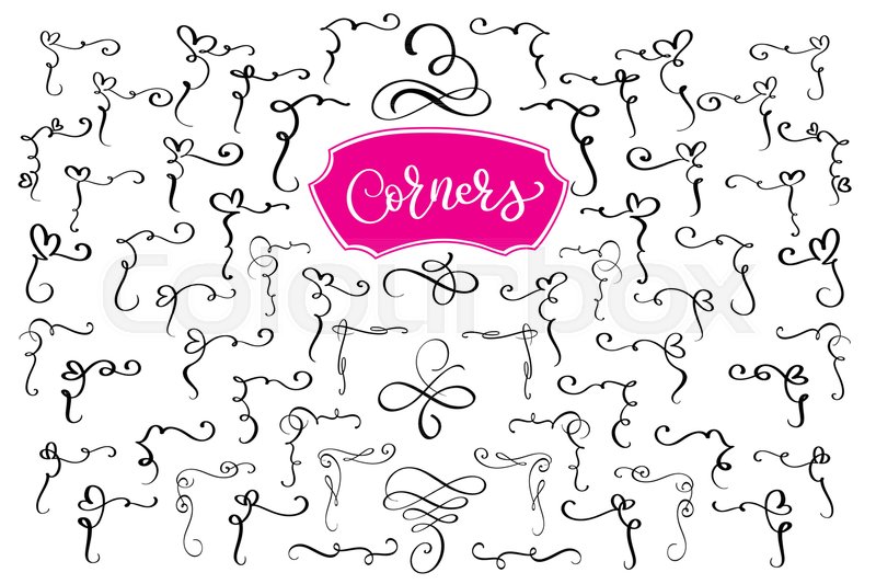 800x533 Hand Drawn Swirl And Flourish Corners Stock Vector Colourbox