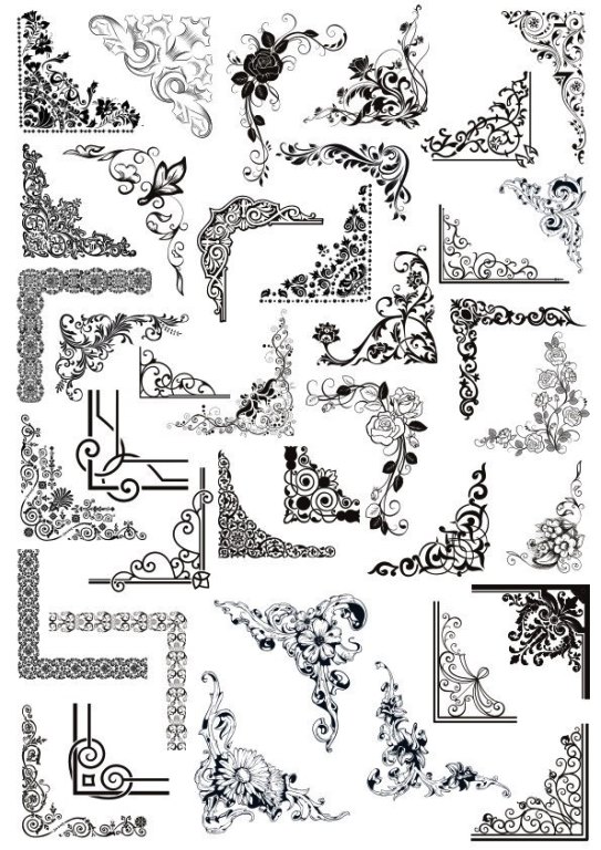 543x768 Corner Flourish Graphic Design Vector