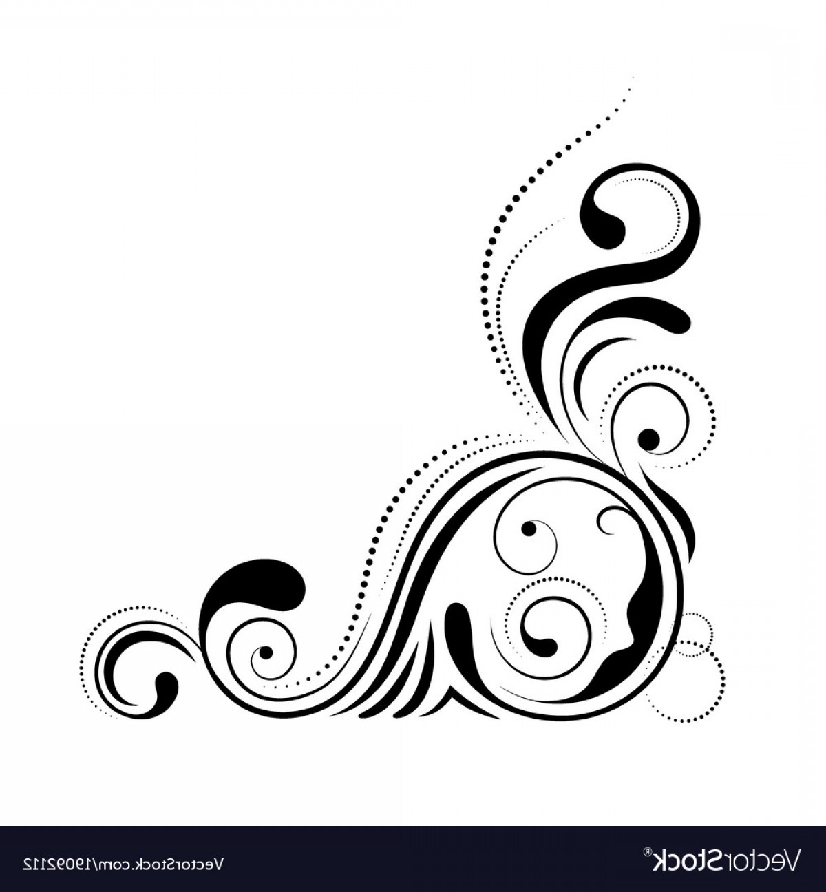 1200x1296 Floral Corner Design Swirl Ornament Isolated On Vector Soidergi