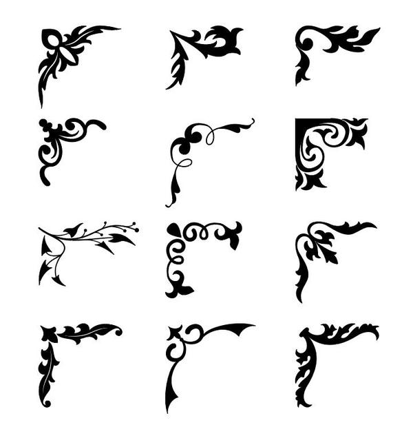600x620 Black Corner Ornaments Vectors Illustration Free Download