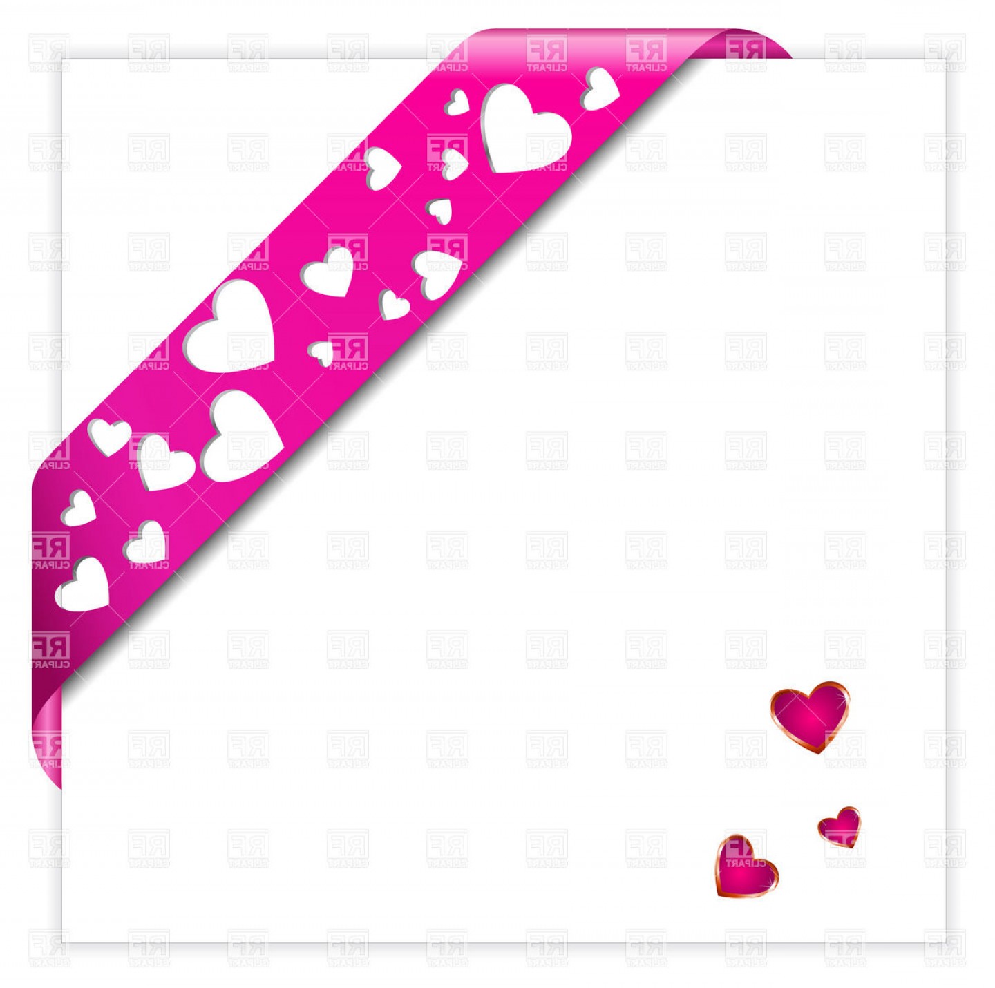 1440x1430 Heart Shaped Perforated Valentine Pink Corner Ribbon Vector