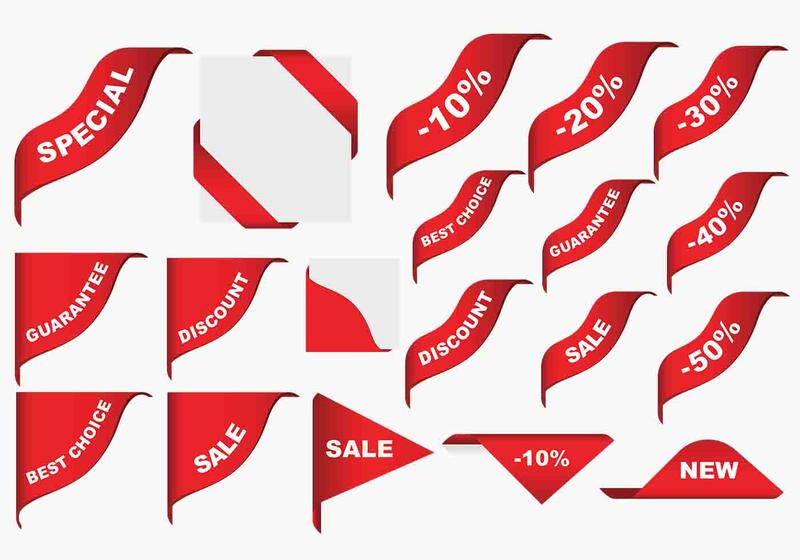 800x560 Red Corner Ribbons Vector Pack