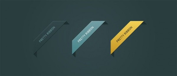 600x258 Nicely Textured Corner Ribbons Vector Set