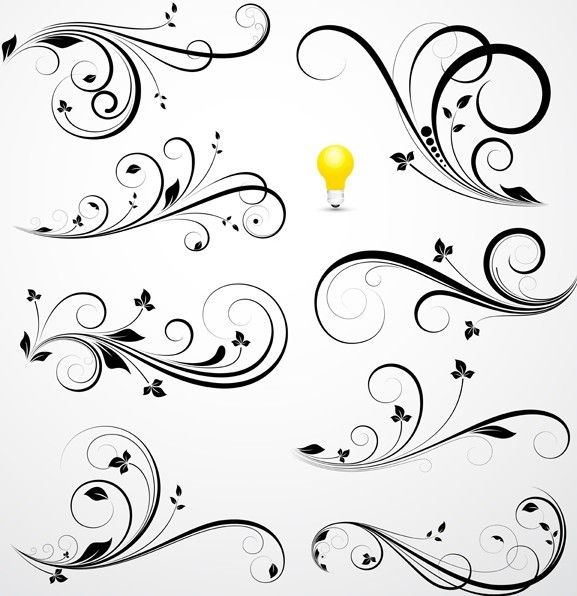 577x596 Free Flourish Swirl Floral Corner Patterns Vector Flamenco