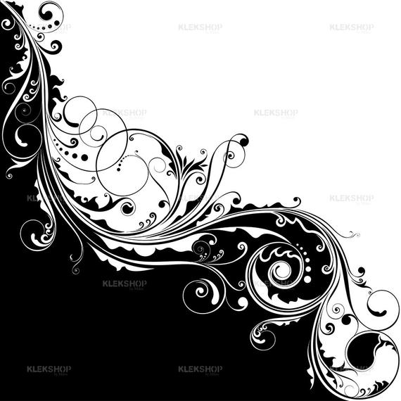 570x570 Ornamental Floral Corner Swirl Abstract Designwall Decor Etsy