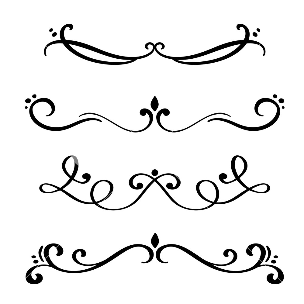 1000x1000 Vector Vintage Line Elegant Dividers And Separators, Swirls