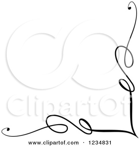 450x470 Clipart Of A Black Lower Corner Swirl Design Element