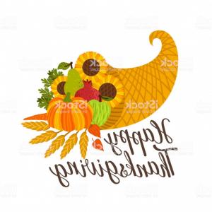 300x300 Cornucopia Line Icon Harvest Food Basket Sign Vector Graphics