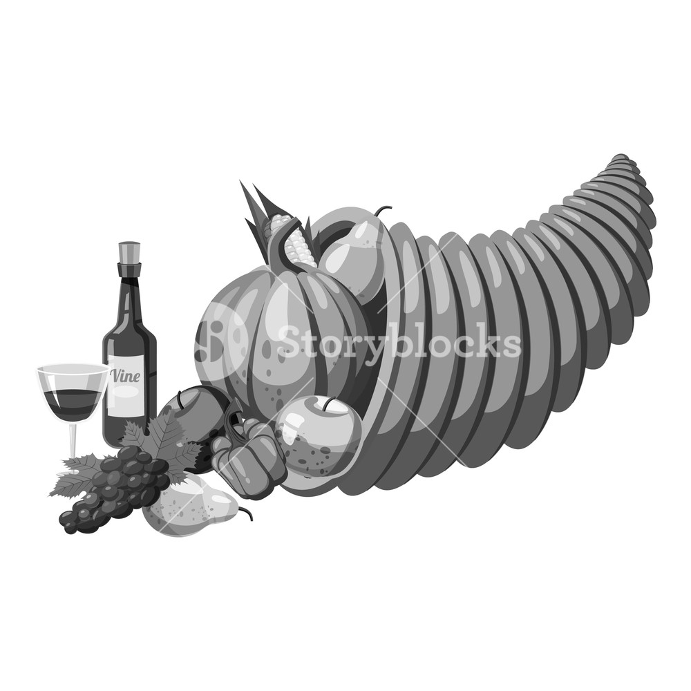 1000x1000 Cornucopia Icon Gray Monochrome Illustration Of Cornucopia Vector