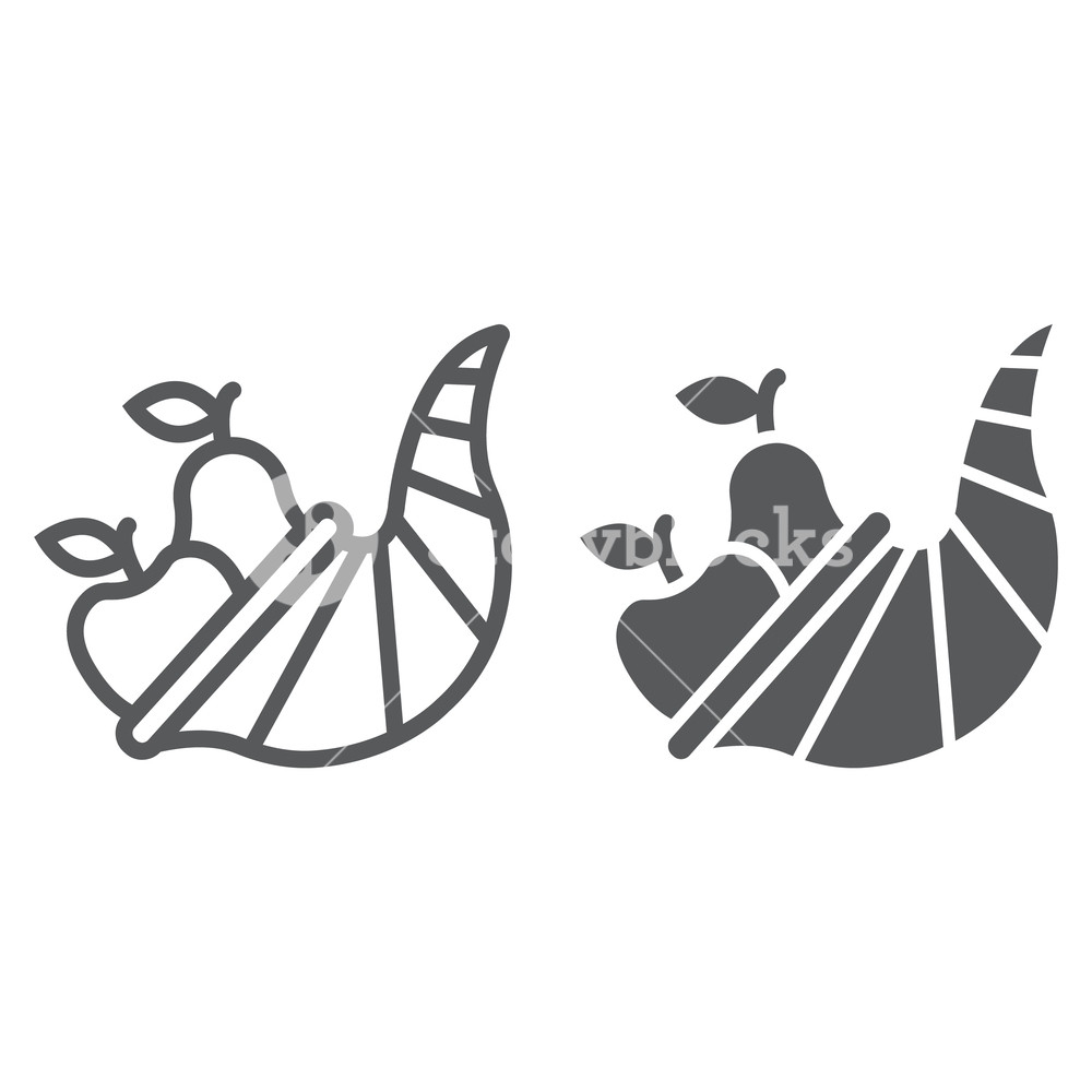 1000x1000 Cornucopia Line And Glyph Icon, Harvest And Food, Basket Sign