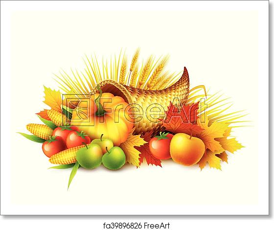 560x470 Free Art Print Of Illustration Of A Thanksgiving Cornucopia Full