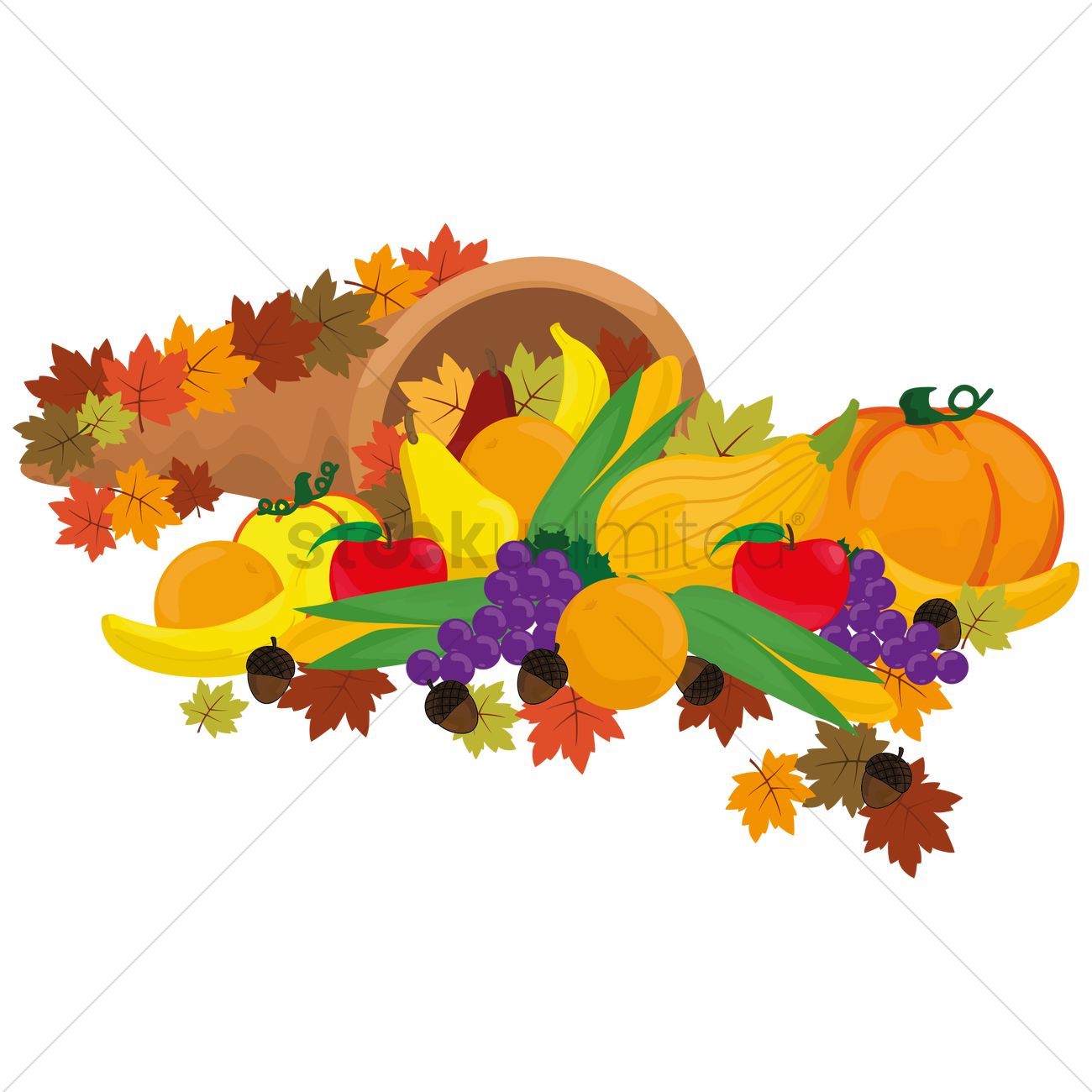 1300x1300 Autumn Cornucopia Vector Image