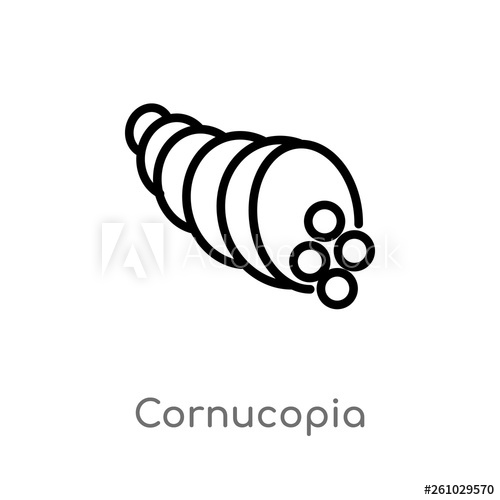 500x500 Outline Cornucopia Vector Icon Isolated Black Simple Line Element