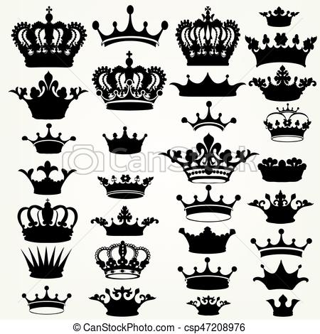 450x470 Grande, Corona, Siluetas, Vector, Vvintage, Style