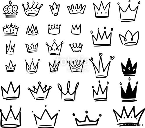 500x443 Set Of Crown Illustrations In Sketching Style Corona Symbols
