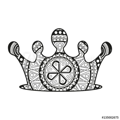 500x500 Vector Illustration Of A Crown Mandala For Coloring Book, Corona
