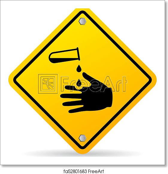 561x581 Free Art Print Of Corrosive Chemicals Danger Warning Sign