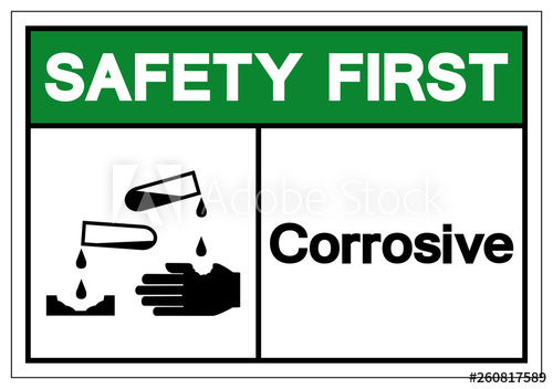 500x352 Safety First Corrosive Symbol Sign, Vector Illustration, Isolate