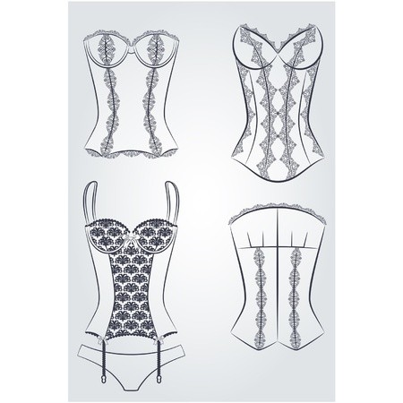 450x450 Vintage Corset With Beautiful Ornament On The Background Vector