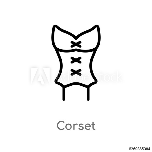 500x500 Outline Corset Vector Icon Isolated Black Simple Line Element