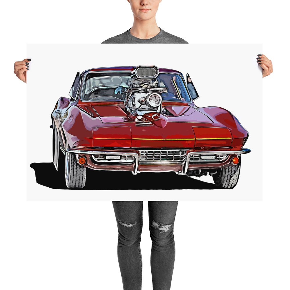 Chevrolet Corvette Vector Poster Classic Car Vector Posters 1000x1000 Chevrolet Corvette Vector Poster Classic Car Vector Posters