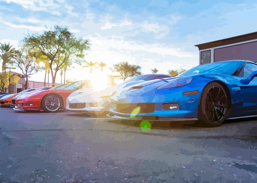 1000x714 Chevrolet Corvettes Vector Art Print