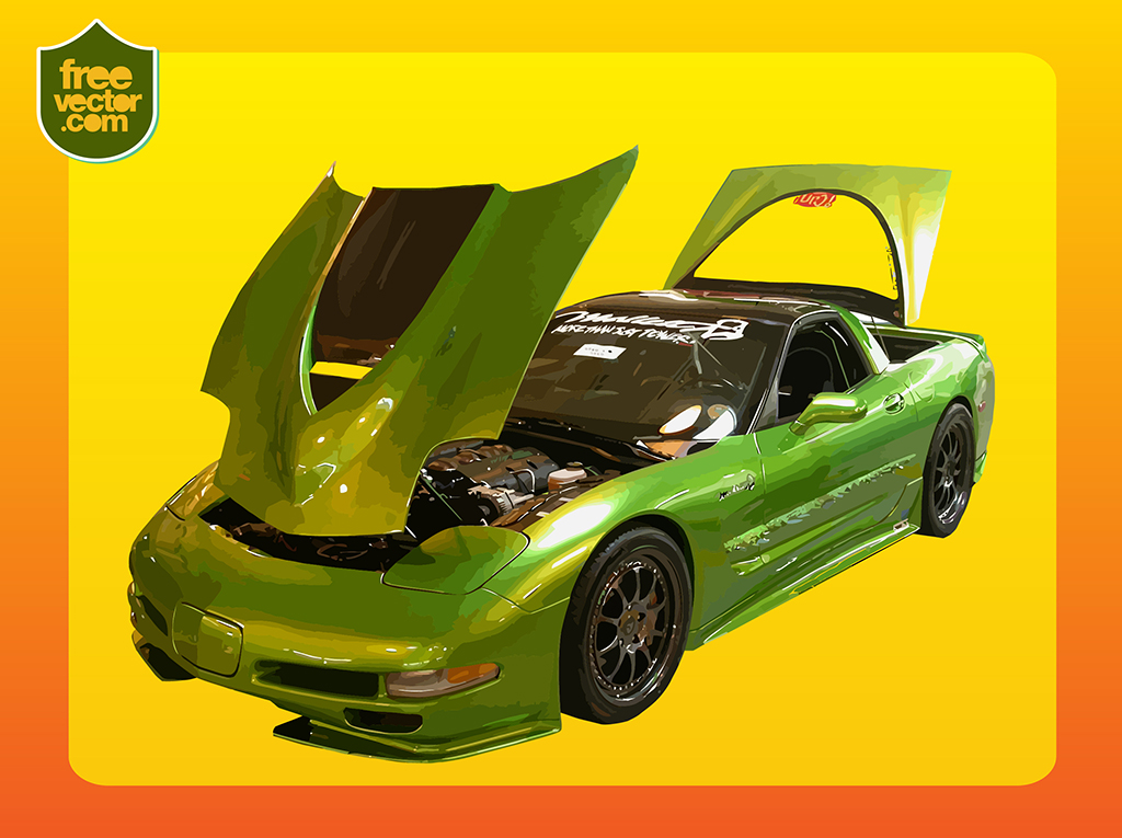 1024x765 Green Corvette Vector Art Graphics